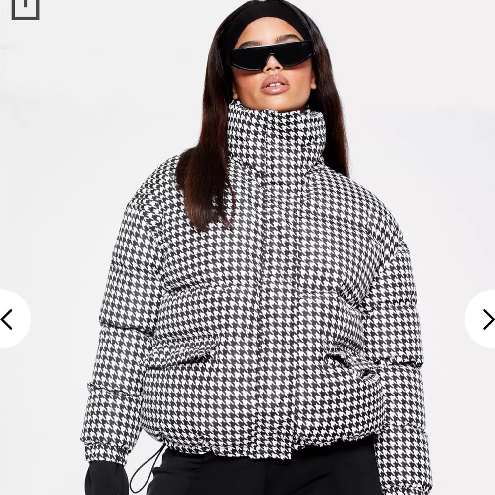 NWT Missguided Ski Houndstooth Jacket Size US 14